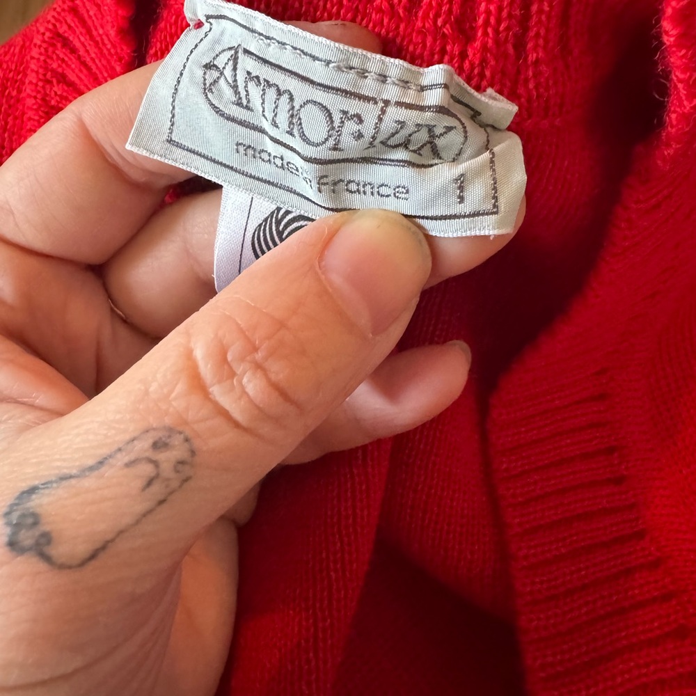 vintage deadstock ARMOR-LUX red wool cardigan made in France SMALL - Picture 7 of 9